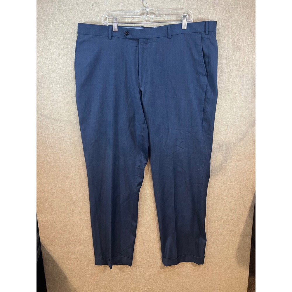 Cremieux Modern Fit Travel Smart Blue Wool Blend Dress Pants Mens 44R Cuffed